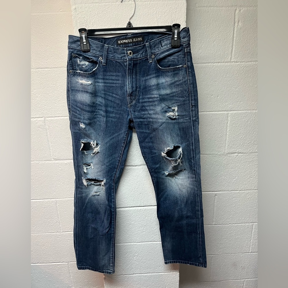 Express Men's Slim Fit Distressed Denim Jeans